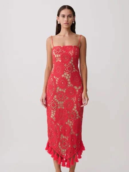 Delta Crochet Halter Midi Dress